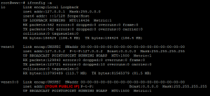 An example of the ifconfig command being run on a CentOS OpenVZ VPS.